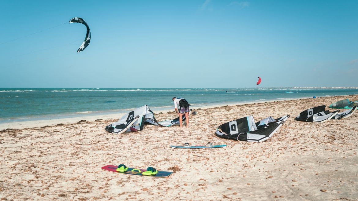 Zarzis: Blick auf den Strandbereich vor der Kitesurf Station