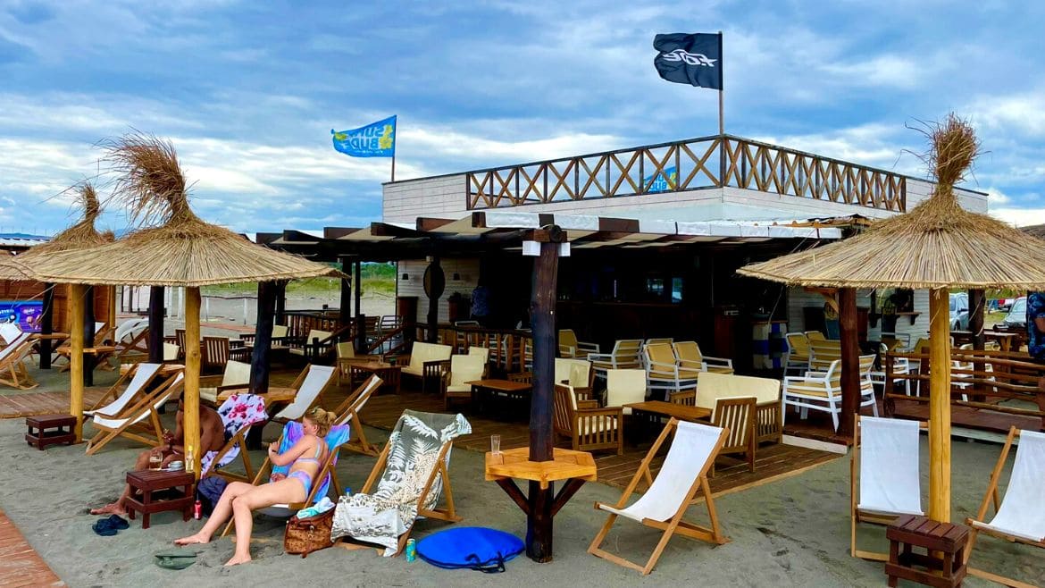 Ulcinj: Blick auf die Kite- und Wingsurf Station