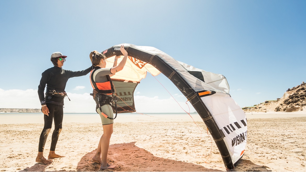 Dakhla: Kitestart an Land üben Dakhla: Kitestart an Land üben