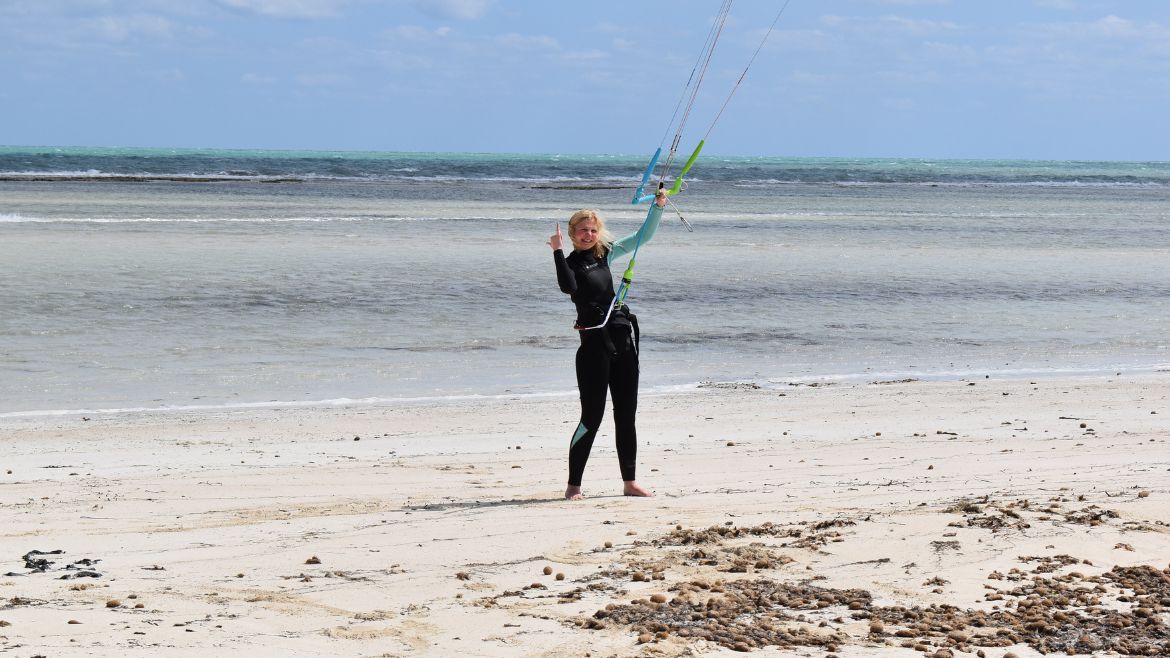 Zarzis: Flugübungen am Strand direkt an der Station