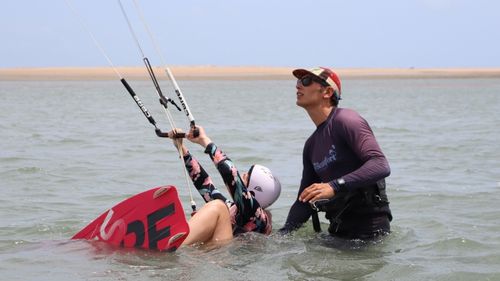 Ilha do Guajiru: erste Wasserstart-Übungen Ilha do Guajiru: erste Wasserstart-Übungen