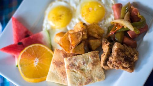 Tobago: Frühstück im Komforthotel II Tobago: Frühstück im Komforthotel II