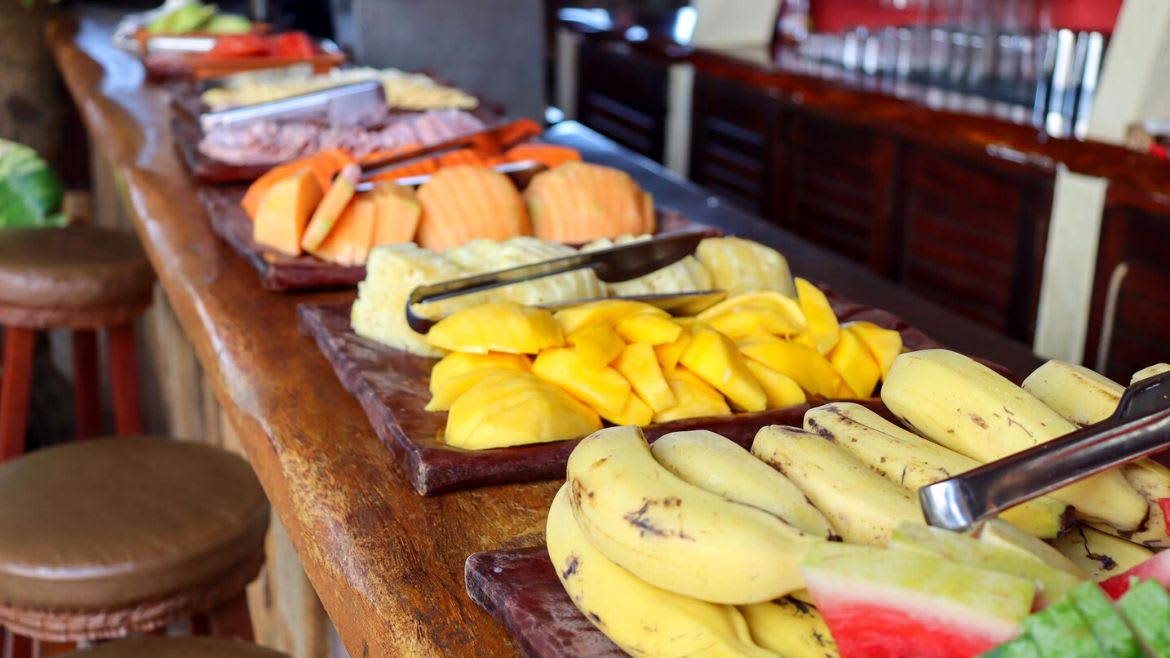 Ilha do Guajiru: Frühstücksbuffet im Kitehaus Ilha do Guajiru: Frühstücksbuffet im Kitehaus