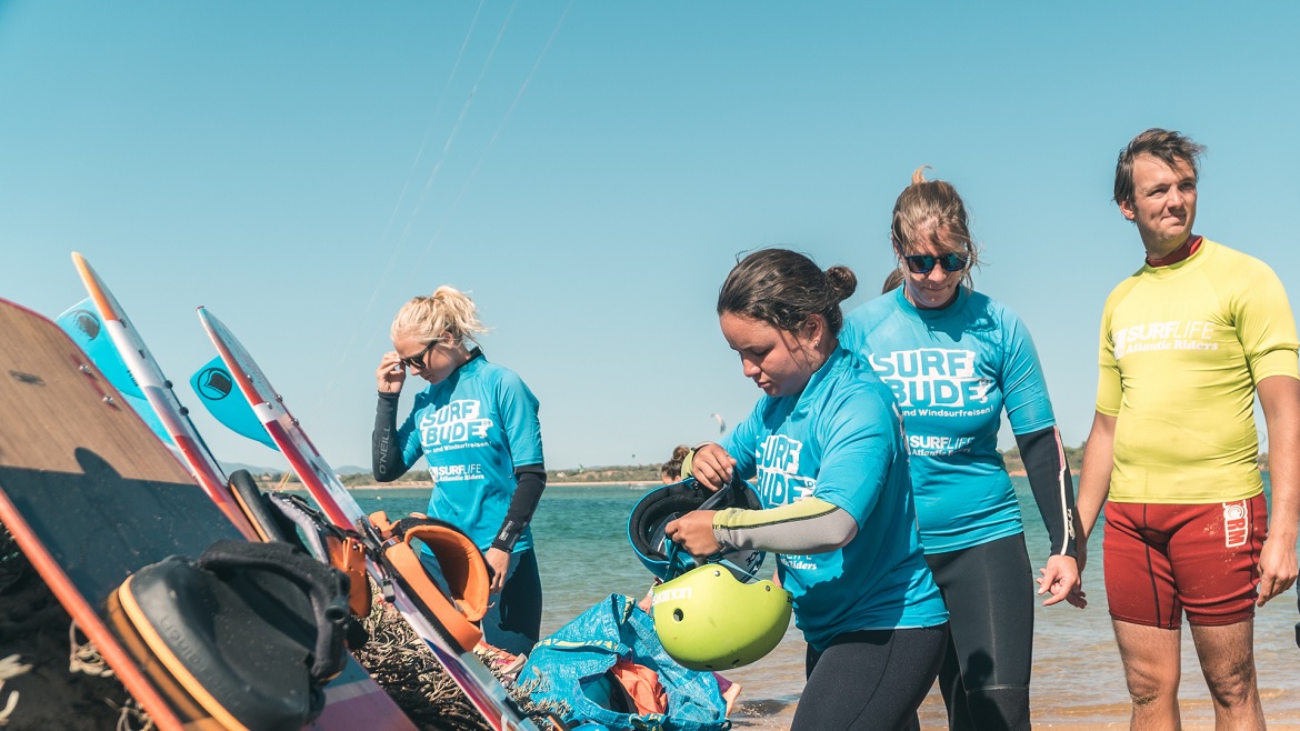 Algarve: Gruppe des Kite Camps Algarve: Gruppe des Kite Camps