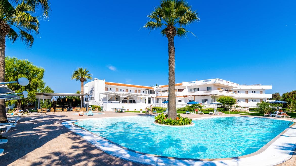 Rhodos Theologos: Poolblick im Surfhotel Rhodos Theologos: Poolblick im Surfhotel