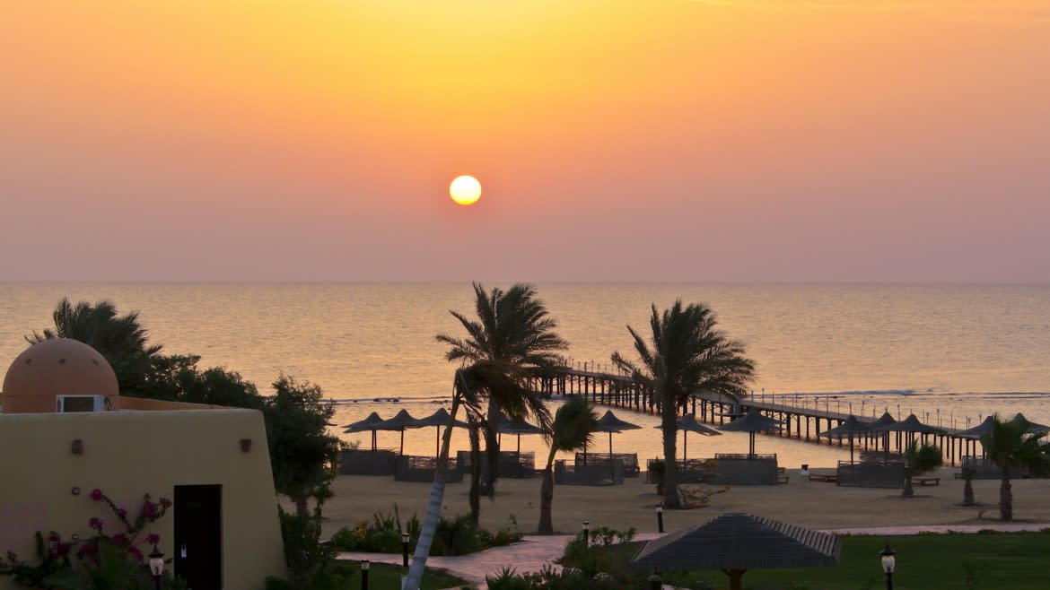 Hamata: Sonnenaufgang direkt am Komforthotel Hamata: Sonnenaufgang direkt am Komforthotel