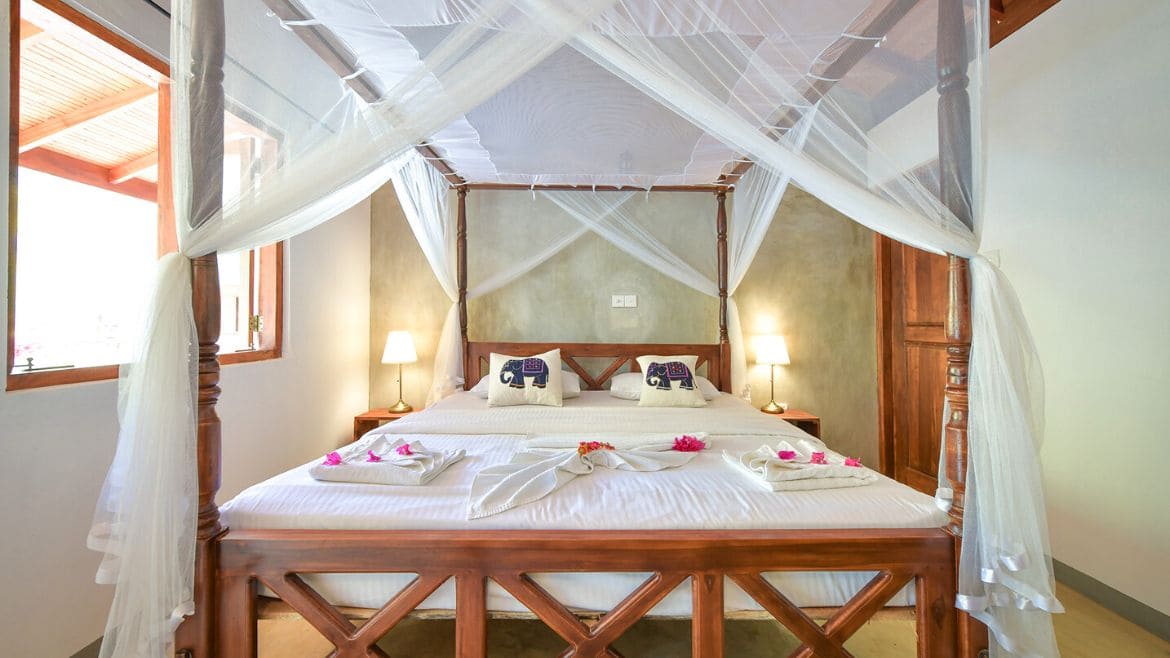 Kalpitiya: Top Ausstattung im Doppelzimmer der Palmen Bungalows