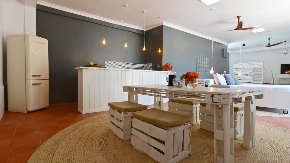 Sansibar: Übersicht des Ess- und Kochbereichs Sansibar: Übersicht des Ess- und Kochbereichs