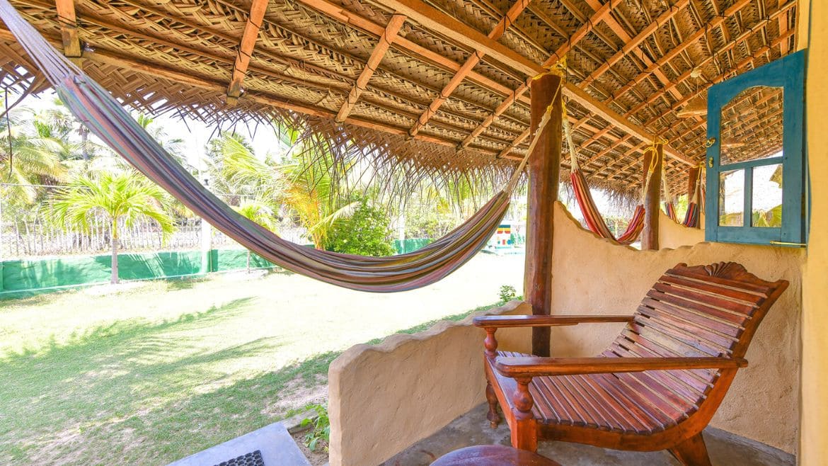 Kalpitiya: Wunderbaren Ausblick von der Terrasse der Standard Zimmer in den Surf Cabanas