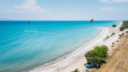 Rhodos Theologos: An der Kite- und Wing/Windsurf Station findet man jede Menge Platz 