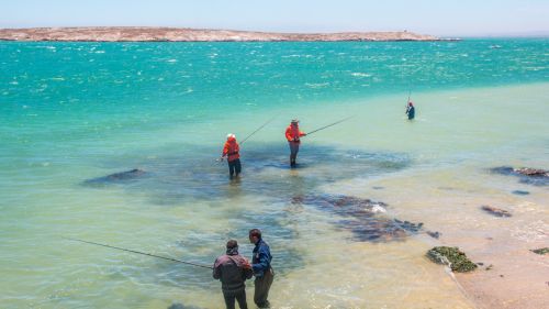 Langebaan: Angeln in der Lagune von Langebaan.