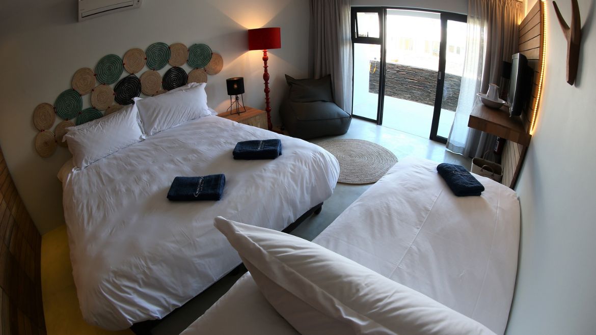 Langebaan: Die Standardzimmer können mit Doppelbett oder nur mit Einzelbetten ausgestattet werden